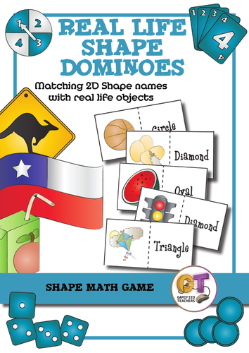 Math Game - 2D Shape Real Life Example Dominoes