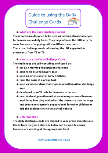 Fractions Decimals and Percentages Challenge Cards for 