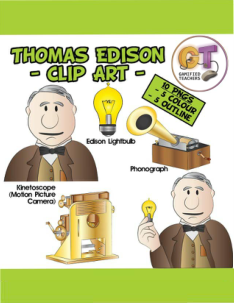Thomas Edison and his inventions Clip Art - 10 PNGS