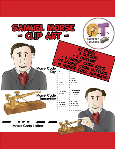 Samuel Morse and his invention Clip Art - 12 PNGS