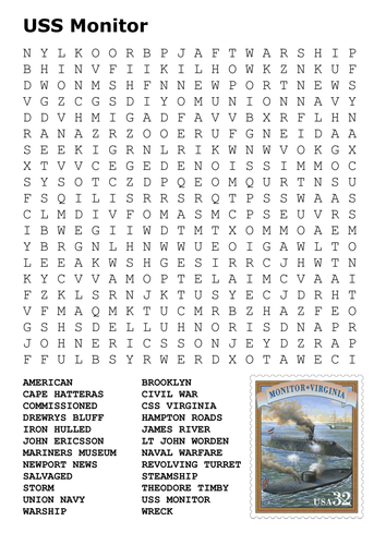 USS Monitor Word Search