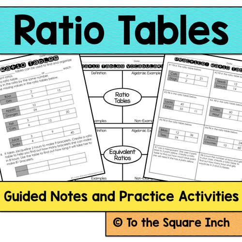 Ratio Tables Notes
