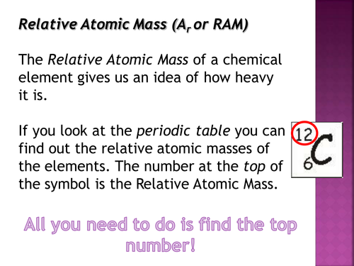 Chemical Calculations- Relative Atomic Mass 1 (FREE SAMPLE)
