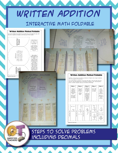 Written Addition Method interactive notebook math foldable