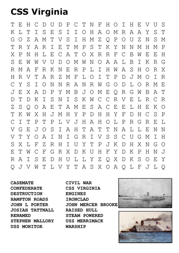 CSS Virginia (US Civil War) Word Search