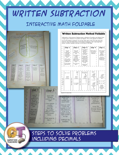 Written Subtraction Method interactive notebook math foldable