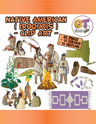 Native Americans - Iroquois Clip Art - 30 PNGS