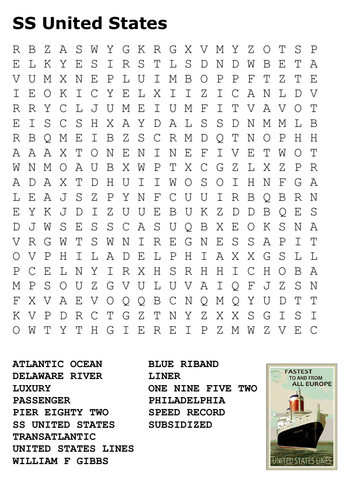 SS United States Word Search