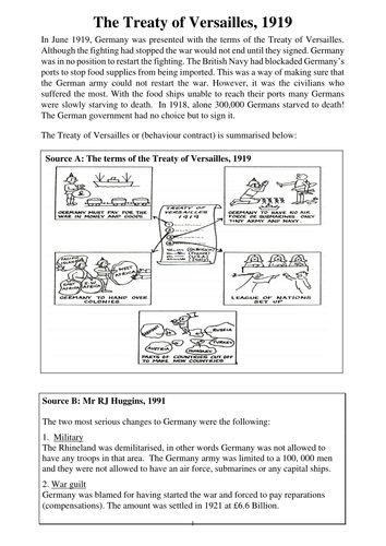 Treaty of Versailles SEN Worksheet & PP