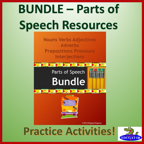 Parts of Speech Bundle – Parts of Speech Teaching Resources Grades 4 - 8. 303 page mega unit