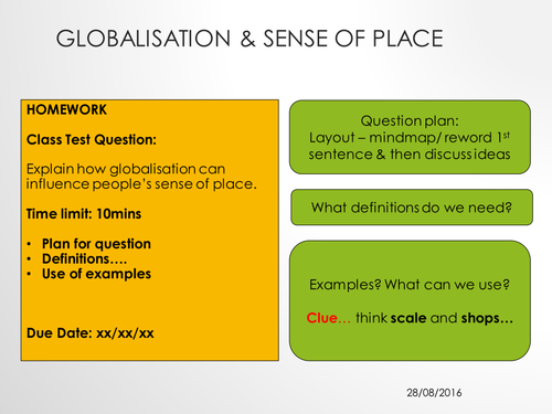 OCR A Level - Changing Spaces; Making Places - Lesson 4A - Globalisation Exam Question