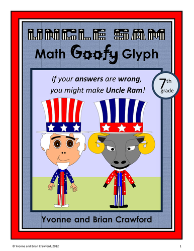 USA Math Goofy Glyph (7th Grade Common Core)