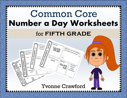 Number a Day Math Printables (fifth grade)