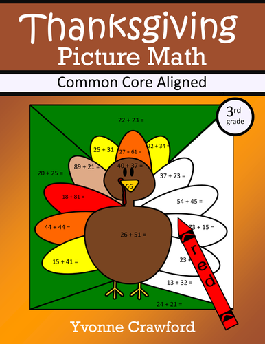 Thanksgiving Color by Number (third grade) Color by Multiplication and Rounding