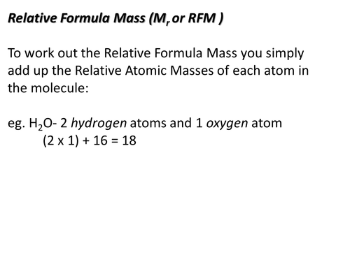 Chemical Calculations- Relative Formula Mass 1 (FREE SAMPLE)
