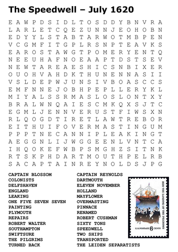 The Speedwell (Mayflower Voyage) Word Search