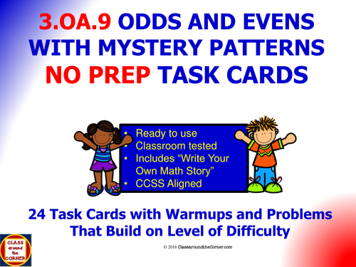 3.OA.9 Math 3rd Grade NO PREP Task Cards—PROPERTY OF OPERATIONS TO IDENTIFY PATTERNS