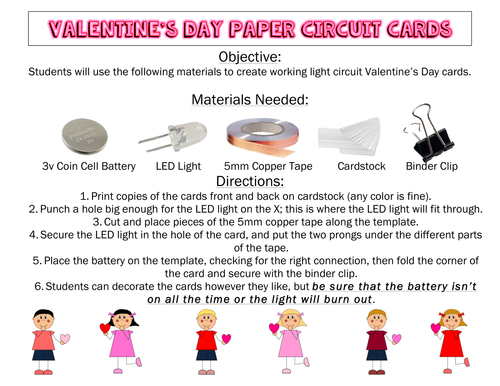 Valentine's Day Cards with Paper Light Circuits