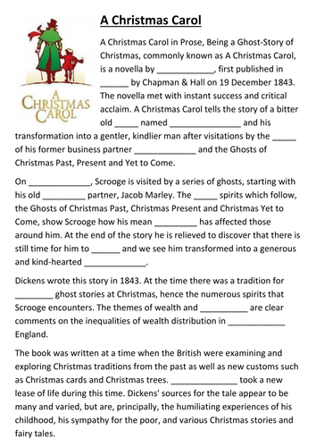 A Christmas Carol cloze activity