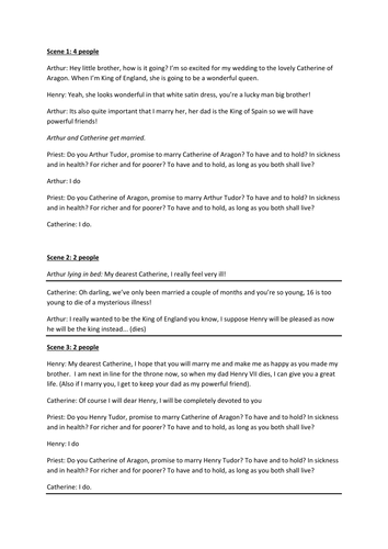 A Play about Henry VIII and his 6 wives