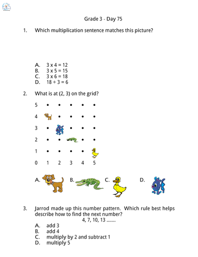 3rd Grade Math Spiral Review |3rd Grade Math Homework |3rd Grade Math Test Prep