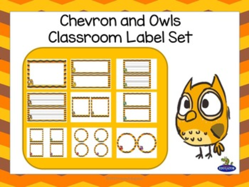 Labels and Teacher Binder Covers - EDITABLE Chevron and Owl Theme BUNDLE