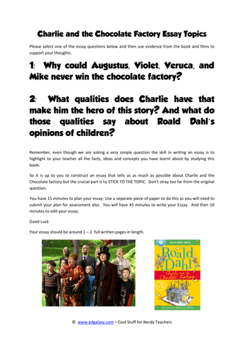 Charlie and the Chocolate Factory Essay Topics