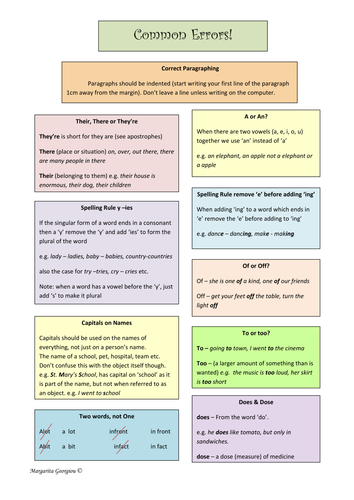 common-errors-student-place-mat-for-writing-support-teaching-resources