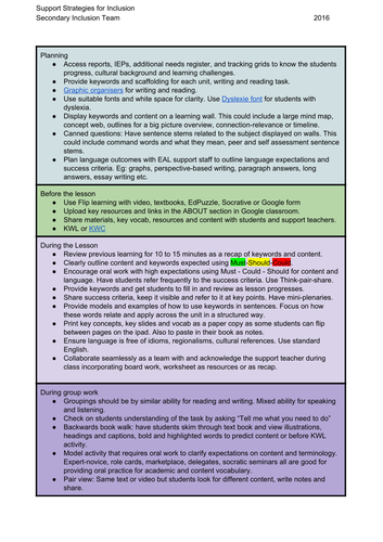 Inclusion strategies for Teachers