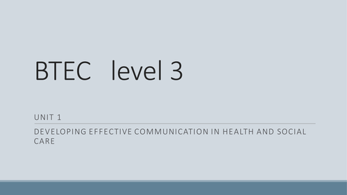 BTEC HSC Unit 1 2010 spec ppt Communication