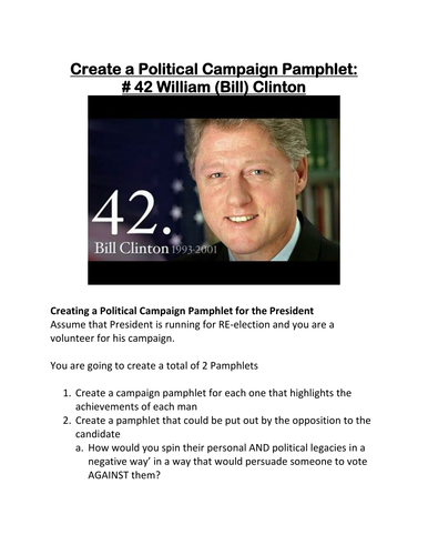Create a political campaign pamphlet for Bill Clinton