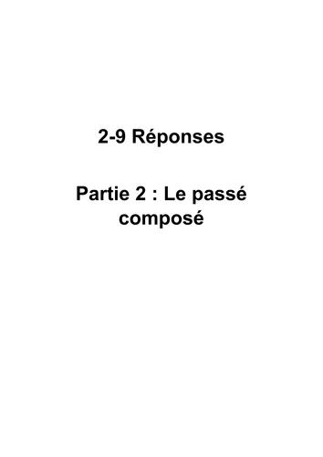 French: Stage 2-9: Answers to the test of the perfect tense