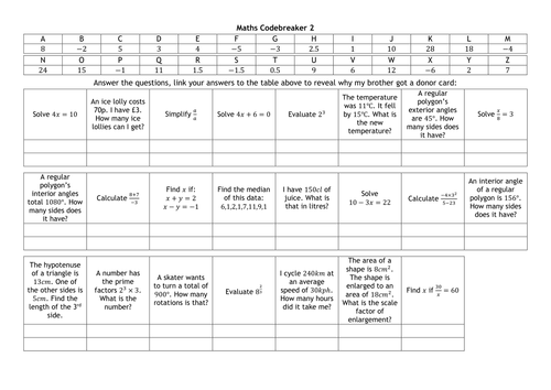 General Maths Codebreaker 2