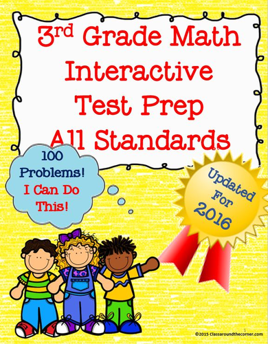 3rd Grade Math Interactive Test Prep: All Standards - 100 Questions