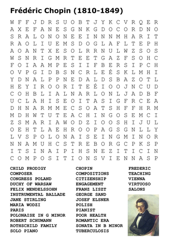 Composers Word Search Pack
