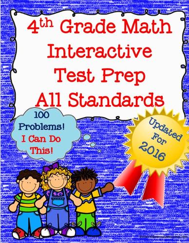 4th Grade Math Interactive Test Prep: All Standards - 100 Questions