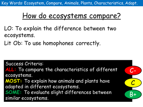 (New AQA) Lesson 5: Comparing Ecosystems
