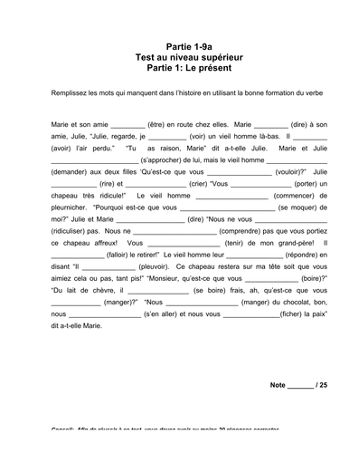 French: Stage 1-9a: Higher level test