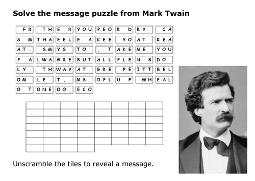 Solve the message puzzle from Mark Twain