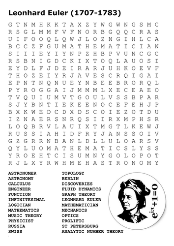 Leonhard Euler (1707-1783) Word Search