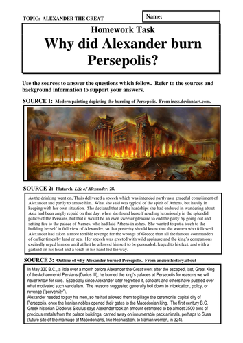 Why did Alexander the Great burn Persepolis?