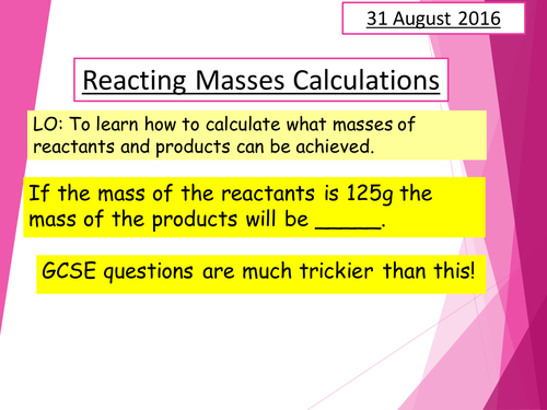 Chemical Calculations- Reacting Masses 1 (FREE SAMPLE)