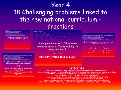 18 fraction challenges year 4