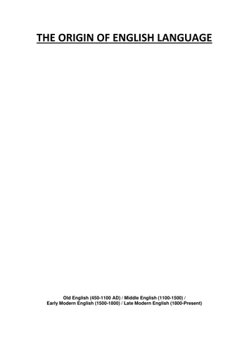 ENGLISH LANGUAGE ORIGINS FROM 55 BC TO CURRENT