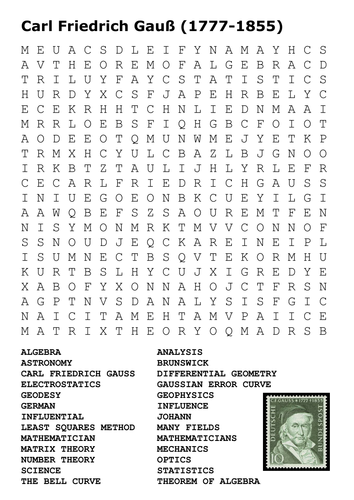 Carl Friedrich Gauss Word Search