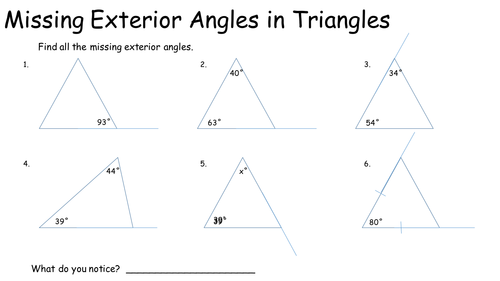 Missing Exterior Angles in Triangles by KeithEllingham - Teaching