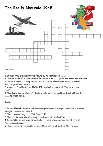 The Berlin Blockade 1948 Crossword by sfy773 - Teaching Resources - Tes