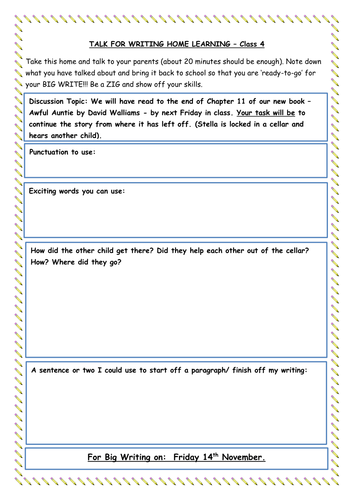 Awful Auntie BIG WRITE overview lesson plans and resources