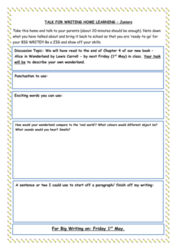 Alice in Wonderland BIG WRITE overview lesson plans and resources