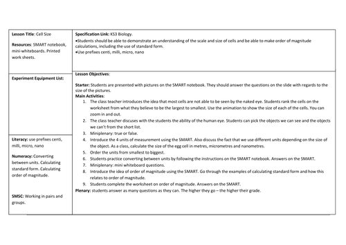 Cell Size and Order of Magnitude